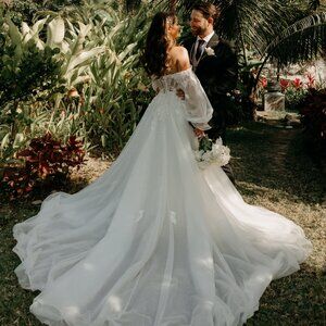 Martina Liana Romantic Off-the-Shoulder Long Sleeve Wedding Dress Style 1539